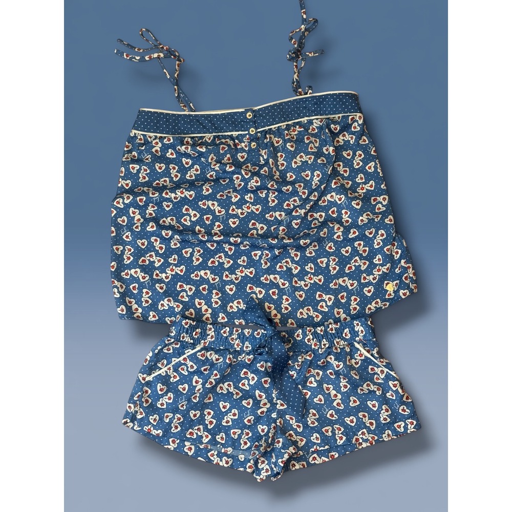 Rare Juicy Couture Vintage PJ Set - Blue Heart & Floral - S Top / XS Bottoms